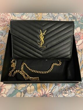 Saint Laurent Cassandre Matelassé Black Large Flap Lambskin WOC